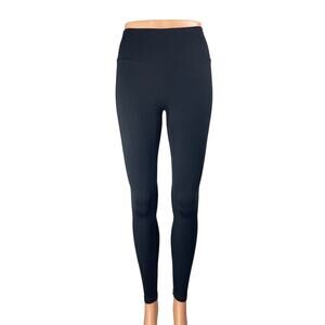 CSB Women's Black Mid Waist Ruched Skinny Athletic Activewear Leggings Pants S